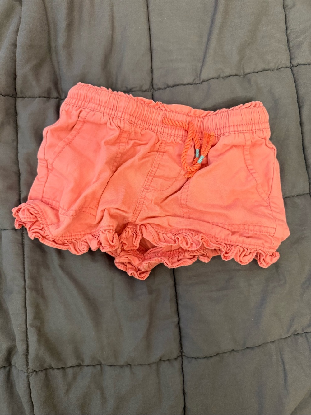 Baby Gap Girls Coral Ruffle Hem Drawstring Shorts